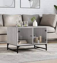 Couchtisch mit Glastüren Grau Sonoma 68,5x50x50 cm