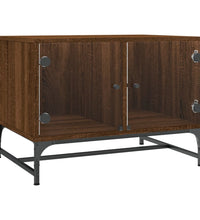 Couchtisch mit Glastüren Braun Eichen-Optik 68,5x50x50 cm