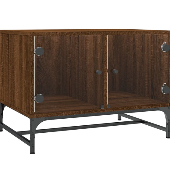 Couchtisch mit Glastüren Braun Eichen-Optik 68,5x50x50 cm