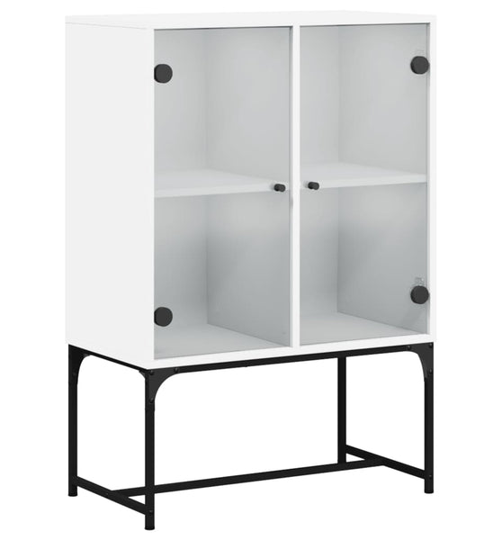 Beistellschrank mit Glastüren Weiß 69x37x100 cm