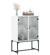 Beistellschrank mit Glastüren Weiß 69x37x100 cm