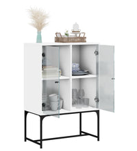 Beistellschrank mit Glastüren Weiß 69x37x100 cm