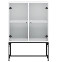 Beistellschrank mit Glastüren Weiß 69x37x100 cm