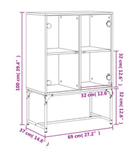 Beistellschrank mit Glastüren Weiß 69x37x100 cm