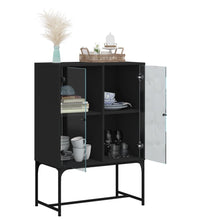 Beistellschrank mit Glastüren Schwarz 69x37x100 cm