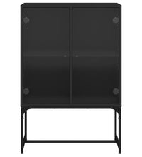 Beistellschrank mit Glastüren Schwarz 69x37x100 cm