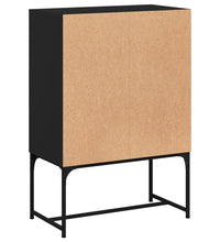 Beistellschrank mit Glastüren Schwarz 69x37x100 cm