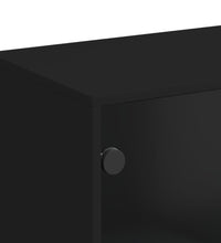 Beistellschrank mit Glastüren Schwarz 69x37x100 cm