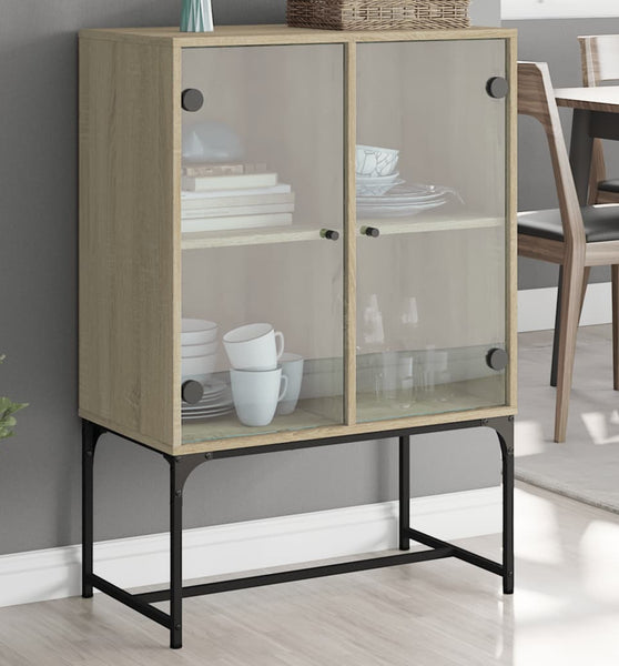 Beistellschrank mit Glastüren Sonoma-Eiche 69x37x100 cm