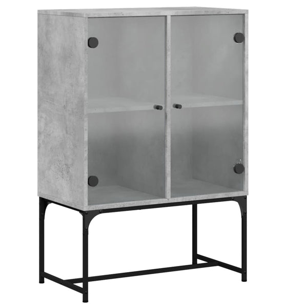Beistellschrank mit Glastüren Betongrau 69x37x100 cm