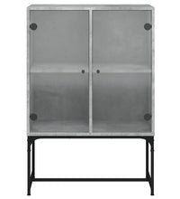 Beistellschrank mit Glastüren Betongrau 69x37x100 cm