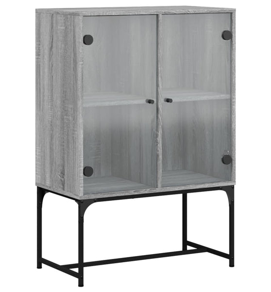 Beistellschrank mit Glastüren Grau Sonoma 69x37x100 cm