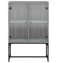 Beistellschrank mit Glastüren Grau Sonoma 69x37x100 cm