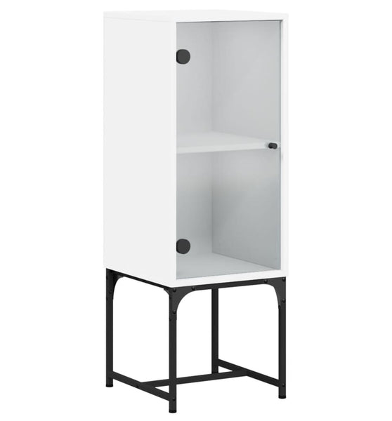 Beistellschrank mit Glastür Weiß 35x37x100 cm