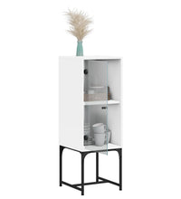 Beistellschrank mit Glastür Weiß 35x37x100 cm