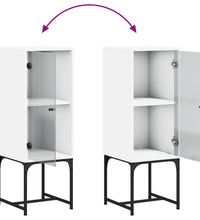 Beistellschrank mit Glastür Weiß 35x37x100 cm