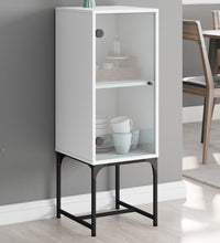 Beistellschrank mit Glastür Weiß 35x37x100 cm