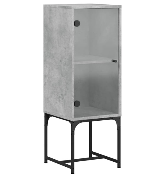 Beistellschrank mit Glastür Betongrau 35x37x100 cm