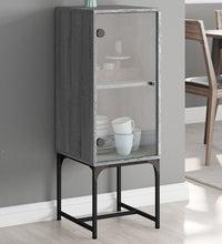 Beistellschrank mit Glastür Grau Sonoma 35x37x100 cm