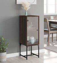 Beistellschrank mit Glastür Braun Eichen-Optik 35x37x100 cm