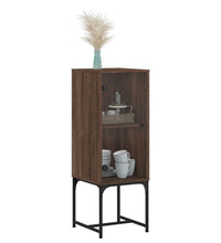 Beistellschrank mit Glastür Braun Eichen-Optik 35x37x100 cm