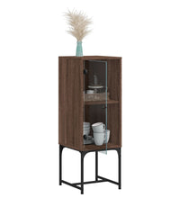 Beistellschrank mit Glastür Braun Eichen-Optik 35x37x100 cm