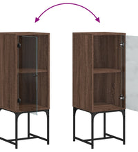 Beistellschrank mit Glastür Braun Eichen-Optik 35x37x100 cm