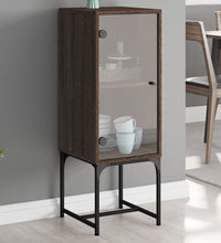 Beistellschrank mit Glastür Braun Eichen-Optik 35x37x100 cm