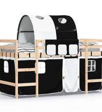 Kinderhochbett mit Tunnel Weiß & Schwarz 80x200 cm Kiefernholz