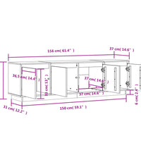 TV-Schrank Weiß 156x37x45 cm Massivholz Kiefer