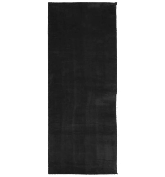 Teppich HUARTE Kurzflor Weich und Waschbar Schwarz 80x200 cm