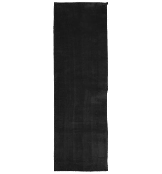 Teppich HUARTE Kurzflor Weich und Waschbar Schwarz 80x250 cm