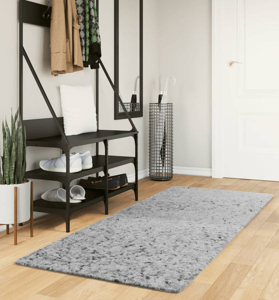 Shaggy-Teppich PAMPLONA Hochflor Modern Grau 80x200 cm