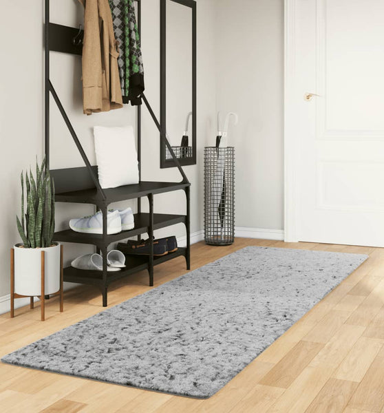 Shaggy-Teppich PAMPLONA Hochflor Modern Grau 80x250 cm