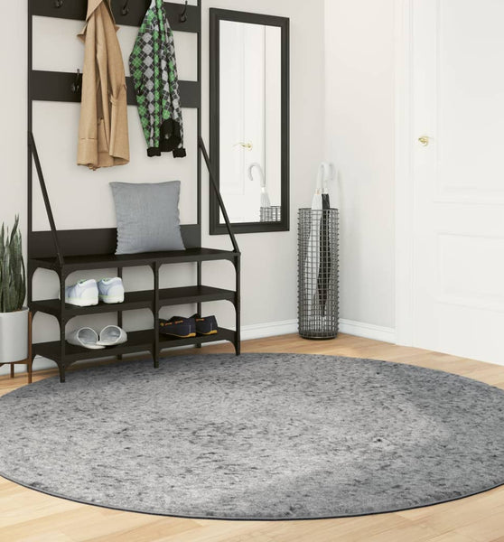 Shaggy-Teppich PAMPLONA Hochflor Modern Grau Ø 200 cm