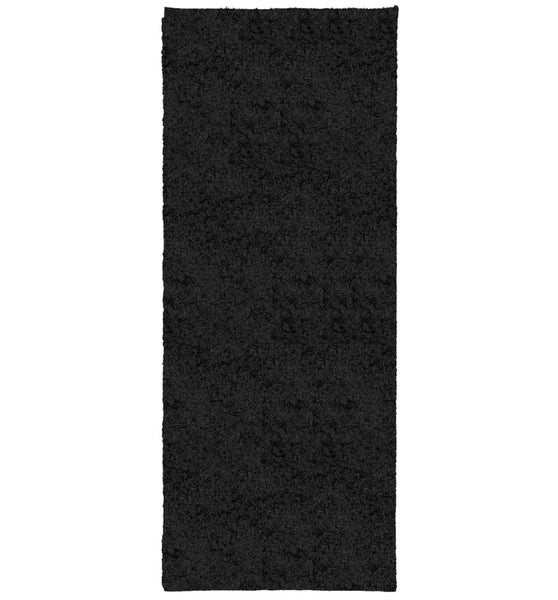 Shaggy-Teppich PAMPLONA Hochflor Modern Schwarz 80x200 cm