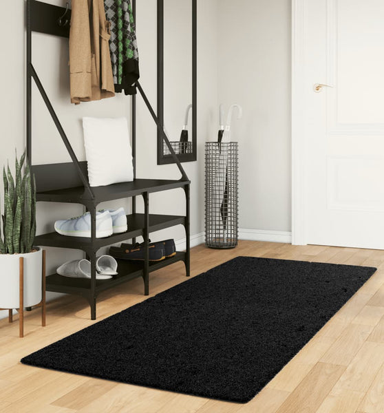 Shaggy-Teppich PAMPLONA Hochflor Modern Schwarz 80x200 cm