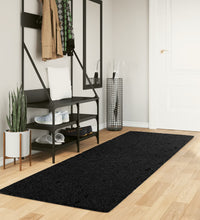 Shaggy-Teppich PAMPLONA Hochflor Modern Schwarz 80x250 cm