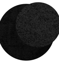 Shaggy-Teppich PAMPLONA Hochflor Modern Schwarz Ø 80 cm