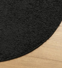 Shaggy-Teppich PAMPLONA Hochflor Modern Schwarz Ø 80 cm