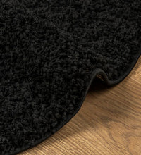 Shaggy-Teppich PAMPLONA Hochflor Modern Schwarz Ø 80 cm