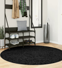 Shaggy-Teppich PAMPLONA Hochflor Modern Schwarz Ø 160 cm