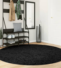 Shaggy-Teppich PAMPLONA Hochflor Modern Schwarz Ø 200 cm