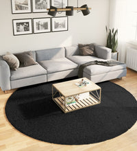 Shaggy-Teppich PAMPLONA Hochflor Modern Schwarz Ø 240 cm