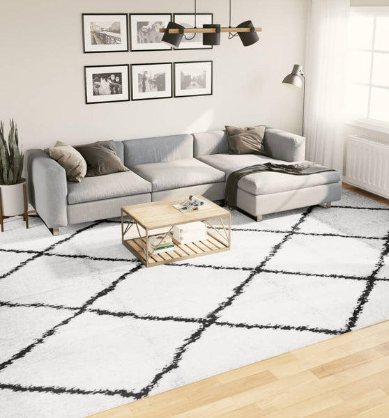 Shaggy-Teppich PAMPLONA Hochflor Modern Creme Schwarz 300x400cm