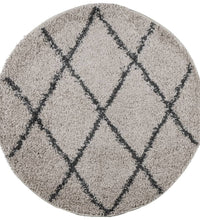 Shaggy-Teppich PAMPLONA Hochflor Modern Beige Anthrazit Ø 120cm