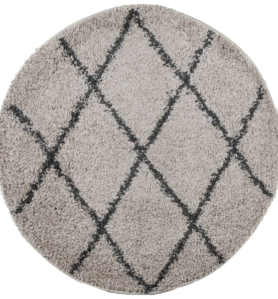 Shaggy-Teppich PAMPLONA Hochflor Modern Beige Anthrazit Ø 120cm