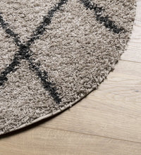 Shaggy-Teppich PAMPLONA Hochflor Modern Beige Anthrazit Ø 120cm