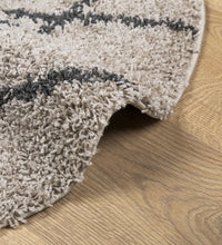 Shaggy-Teppich PAMPLONA Hochflor Modern Beige Anthrazit Ø 120cm