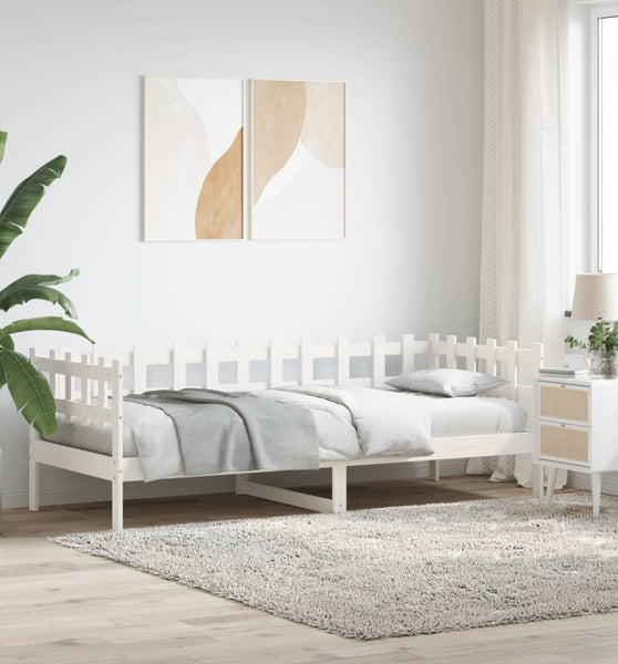 Tagesbett ohne Matratze Weiß 90x200 cm Massivholz Kiefer